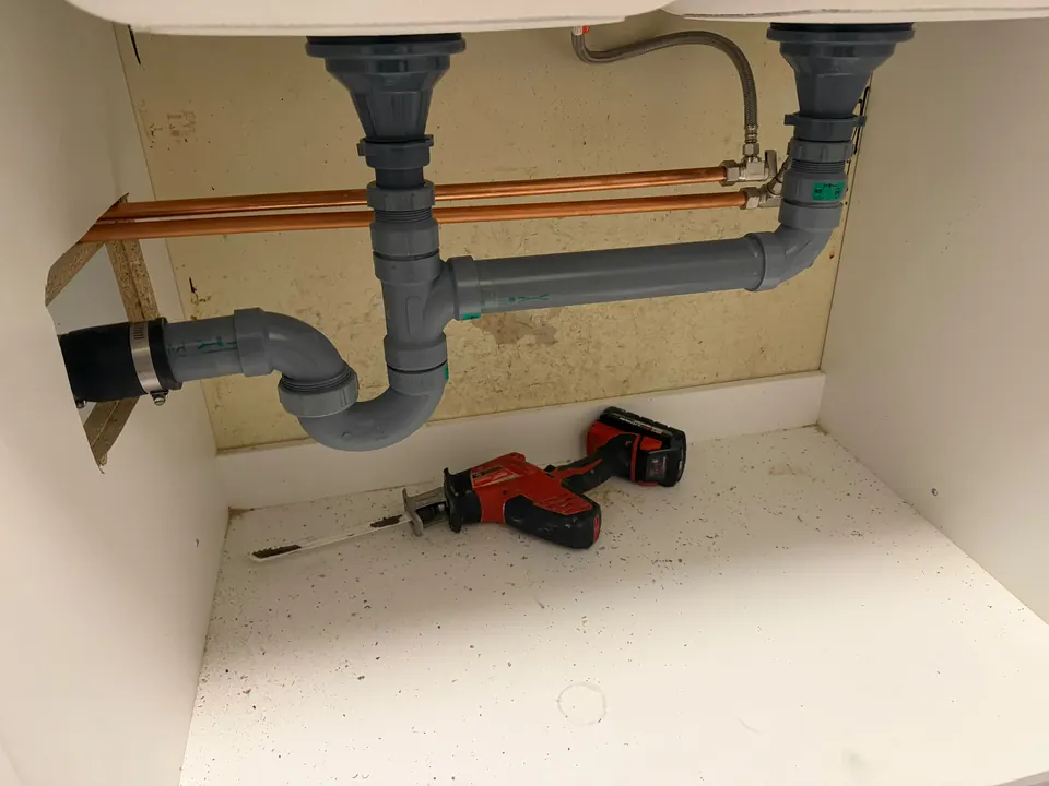 New vanity drain and water supply rough-in